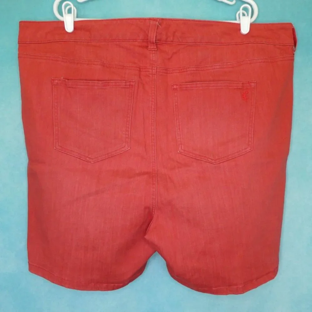 Molly & Isadora Red Coral Denim Shorts 24W Crop